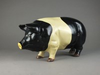 Lot 238 - A large cast and painted metal saddle back pig...