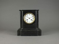 Lot 249 - A Victorian black marble mantel clock with...