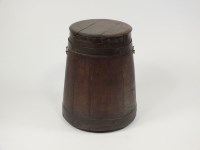 Lot 309 - An oak coopered barrel coal bin and cover of...