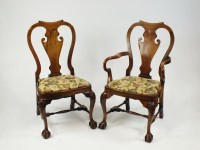 Lot 333 - A set of eight (6+2) Queen Anne style walnut...