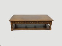 Lot 344 - A large modern oak low coffee table with six...