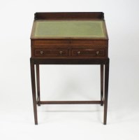 Lot 387 - A mahogany and boxwood strung clerks desk,...