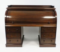 Lot 398 - A Victorian mahogany cylinder desk with low...